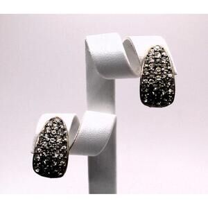 Vintage 1980s Signed GIVENCHY Curved Pavé Post Earrings